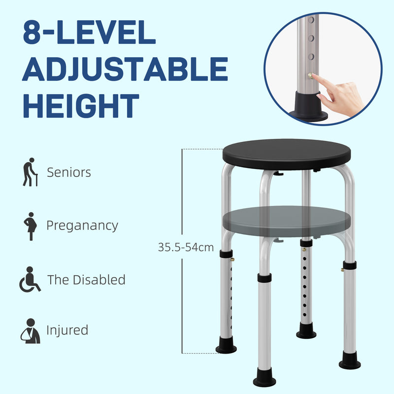 HOMCOM Bath Chair Height Adjustable Shower Seat For Elderly Disabled Black