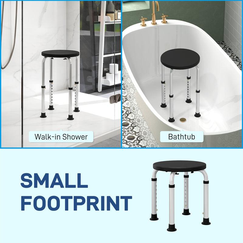 HOMCOM Bath Chair Height Adjustable Shower Seat For Elderly Disabled Black