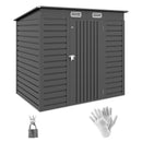 Outsunny 6.3 x 4.3FT Galvanised  Metal Garden Shed with Lockable Door, Grey