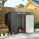 Outsunny 6.3 x 4.3FT Galvanised  Metal Garden Shed with Lockable Door, Grey