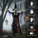 Outsunny Voice Activated Halloween Animatronics Hanging Witch, Purple