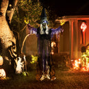 Outsunny Voice Activated Halloween Animatronics Hanging Witch, Purple