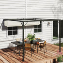 Outsunny 3 x 3(m) Outdoor Pergola Retractable Canopy Wall Mounted, Cream