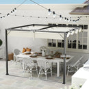 Outsunny 3 x 3(m) Outdoor Pergola Retractable Canopy Wall Mounted, Cream