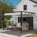 Outsunny 3 x 3(m) Outdoor Pergola Retractable Canopy Wall Mounted, Cream