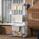 HOMCOM Foldable Clothes Drying Rack Steel Garment Dryer With Casters Blue