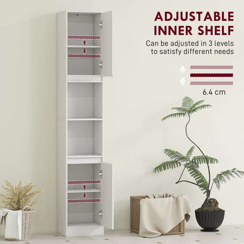 HOMCOM Narrow Bathroom Storage Cabinet with Open Compartment, White