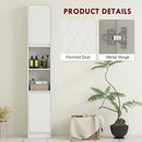 HOMCOM Narrow Bathroom Storage Cabinet with Open Compartment, White