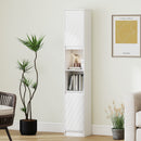 HOMCOM Narrow Bathroom Storage Cabinet with Open Compartment, White