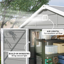 Outsunny 8 x 6ft Garden Shed Storage w/ Foundation Kit, Vents, Light Grey