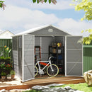 Outsunny 8 x 6ft Garden Shed Storage w/ Foundation Kit, Vents, Light Grey