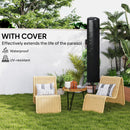 Outsunny 3(m) Cantilever Garden Parasol Umbrella W/ Solar LED Orange