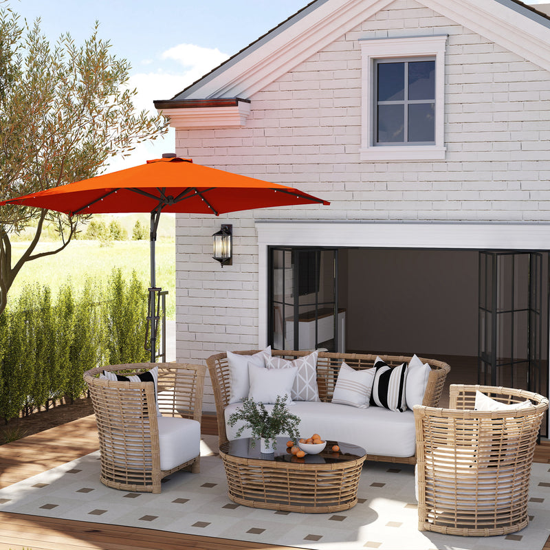 Outsunny 3(m) Cantilever Garden Parasol Umbrella W/ Solar LED Orange