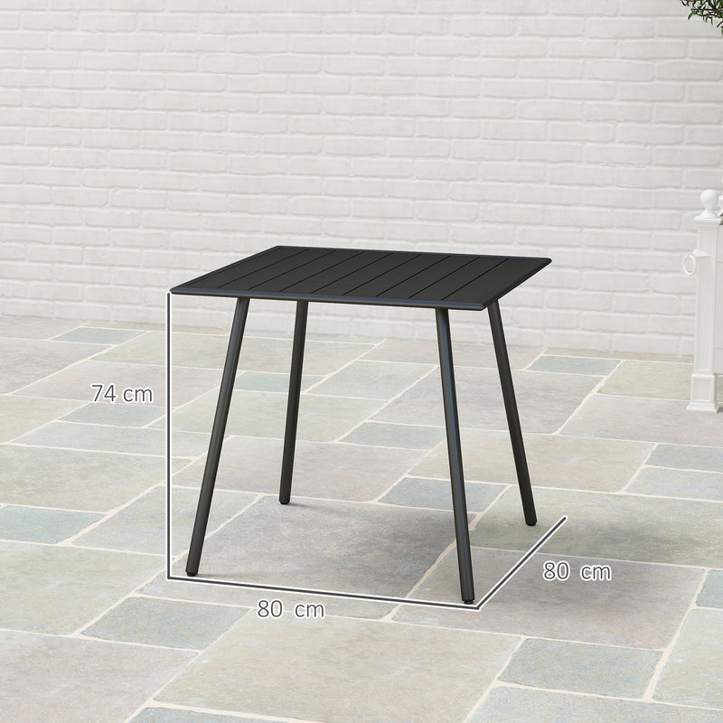 Outsunny Garden Table for 4 Person with Slat Top, Steel Frame