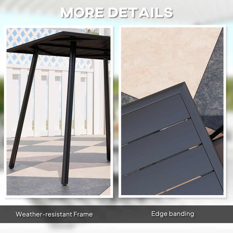 Outsunny Garden Table for 4 Person with Slat Top, Steel Frame