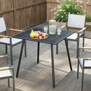 Outsunny Garden Table for 4 Person with Slat Top, Steel Frame