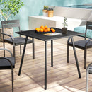 Outsunny Garden Table for 4 Person with Slat Top, Steel Frame