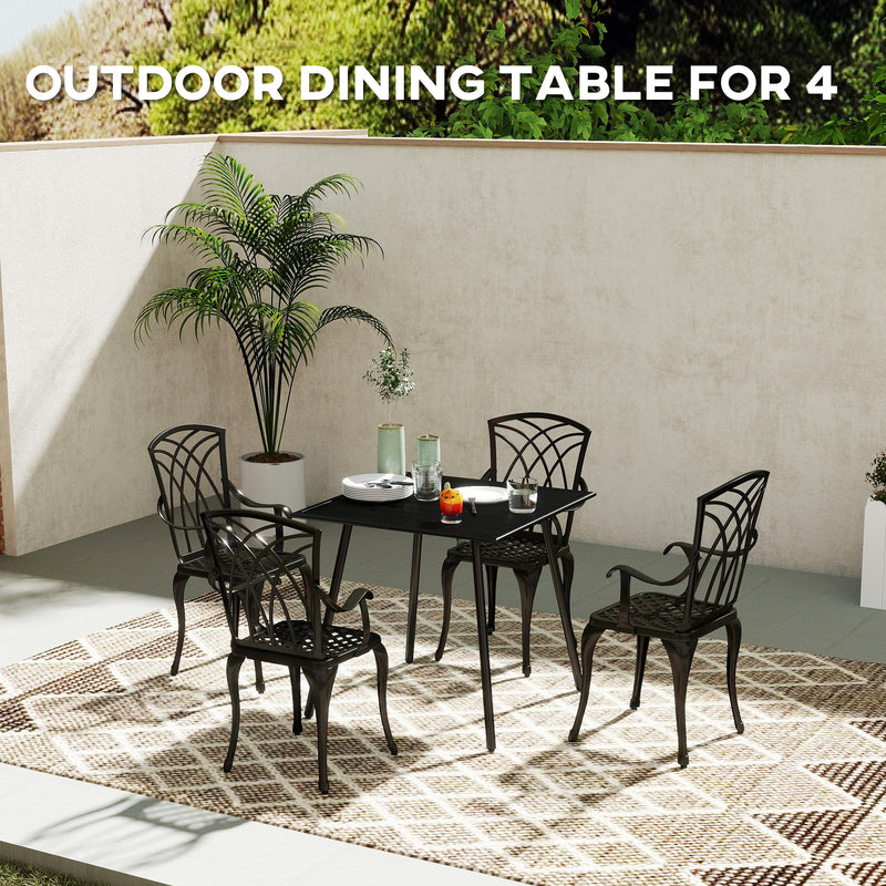 Outsunny Garden Table for 4 Person with Slat Top, Steel Frame