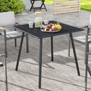 Outsunny Garden Table for 4 Person with Slat Top, Steel Frame