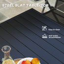 Outsunny Garden Table for 4 Person with Slat Top, Steel Frame
