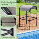 Metal Bar Height Bistro Stools Set of 2  with Curved Fabric Seat for Backyard Porch Poolside-Coffee