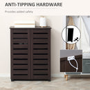 HOMCOM Shoe Storage Cabinet with Slatted Doors for 15 Pairs of Shoes Brown
