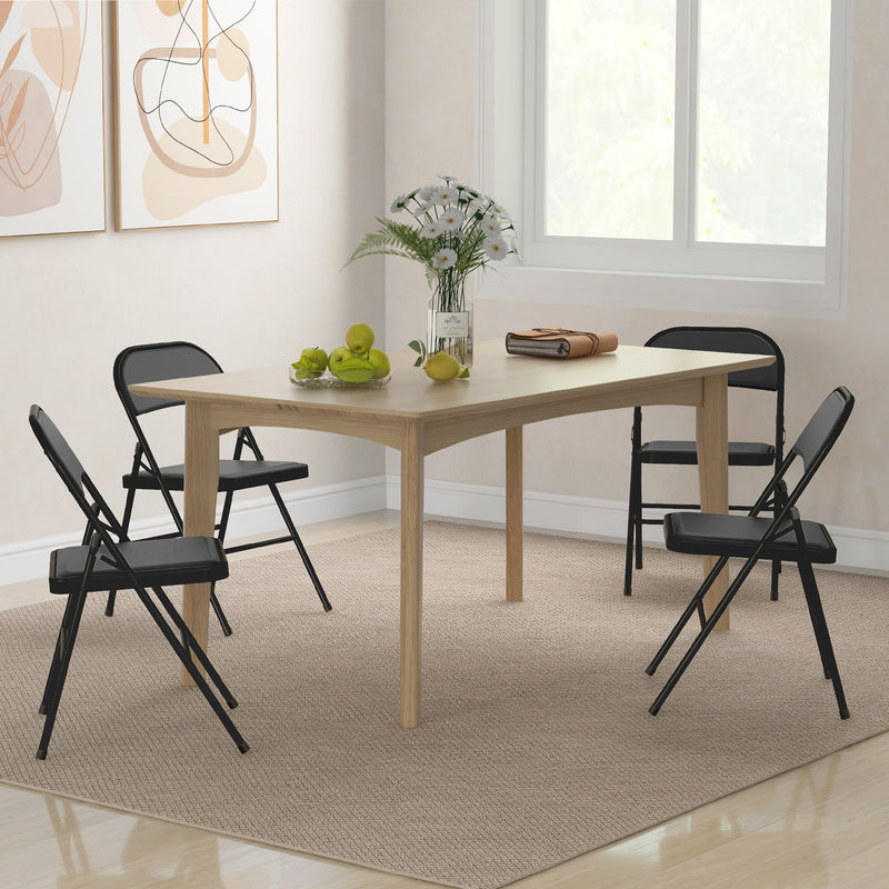 HOMCOM 4 Pack Padded Folding Chairs with Cushioned Seat and Metal Frame Black