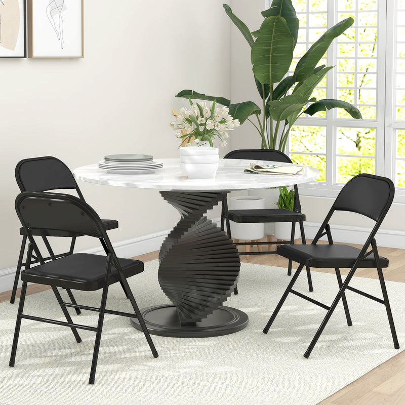 HOMCOM 4 Pack Padded Folding Chairs with Cushioned Seat and Metal Frame Black