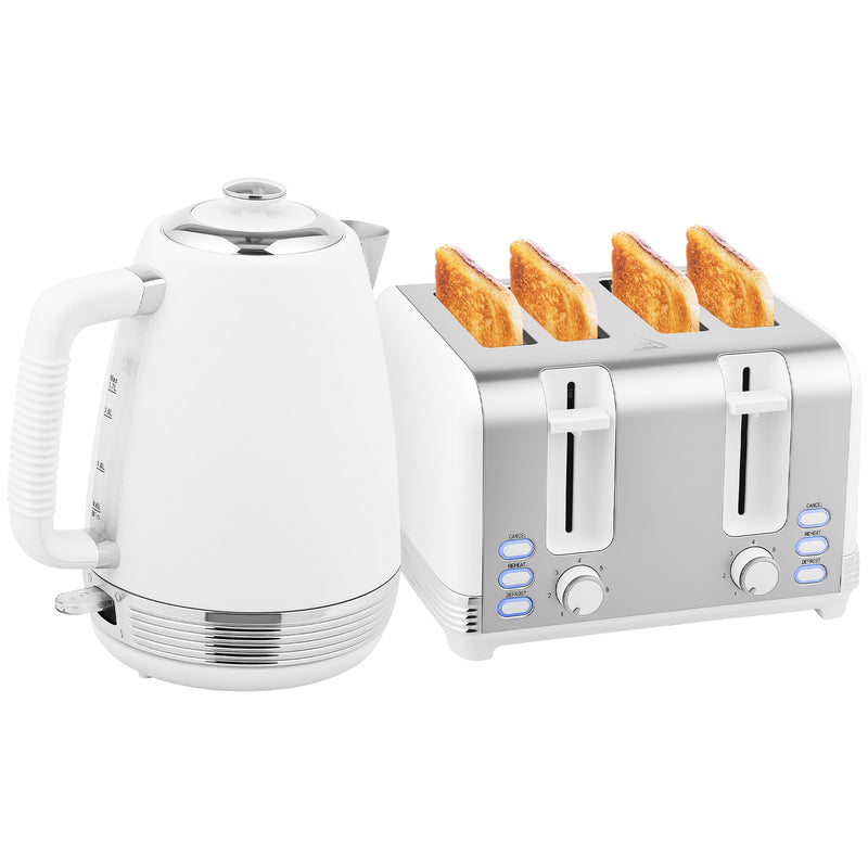 HOMCOM 1.7L 3000W Quick Boil Kettle and 4 Slice Toaster Set Crumb Tray