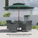Outsunny 2.7 M Garden Parasol With Double Top, Green