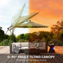 Outsunny 3 M Garden Cantilever Parasol With Cover, Rotation, Khaki