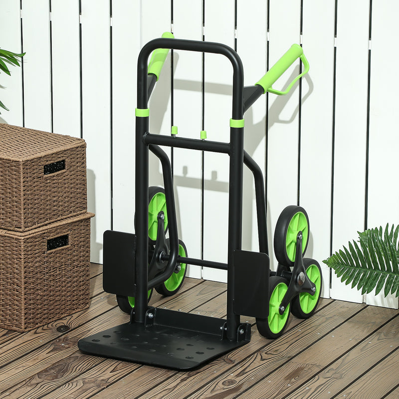 DURHAND Climbing Stairs Trolley Hand Trucks 6-Wheels Foldable Load Cart Steel