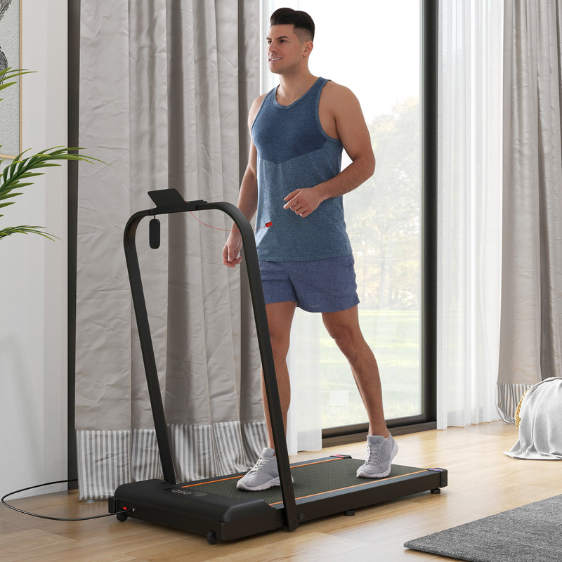 SPORTNOW 2.5HP Folding Treadmill Walking Pad W/ LED Display, No Assembly - Blue/Orange