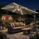 Outsunny 3 X 3 M Garden Cantilever Parasol W/ Light, Cover, Wind Protection