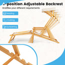 Birch Wood Chaise Lounge Chair with Adjustable Canopy Reclining Backrest and Footrest