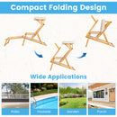 Birch Wood Chaise Lounge Chair with Adjustable Canopy Reclining Backrest and Footrest