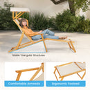 Birch Wood Chaise Lounge Chair with Adjustable Canopy Reclining Backrest and Footrest