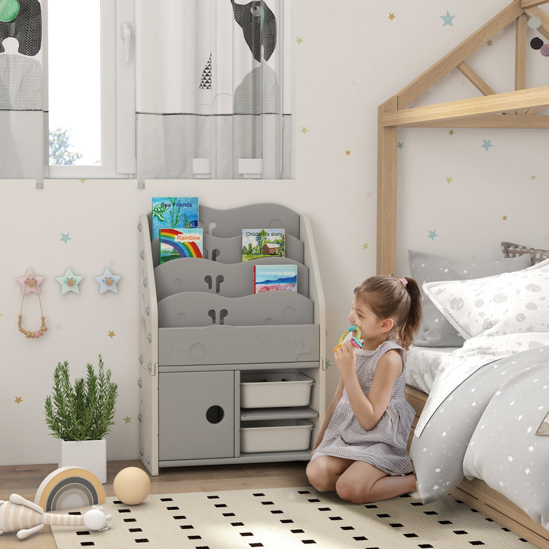 AIYAPLAY Kids Storage Units with 2 Storage Boxes, 67 x 29 x 98cm, Light Grey