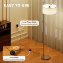 HOMCOM Floor Lamp, Modern Standing Lamp With Linen Lampshade, Silver Tone