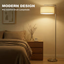 HOMCOM Floor Lamp, Modern Standing Lamp With Linen Lampshade, Silver Tone