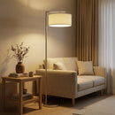 HOMCOM Floor Lamp, Modern Standing Lamp With Linen Lampshade, Silver Tone
