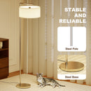 HOMCOM Floor Lamp, Modern Standing Lamp With Linen Lampshade, Silver Tone