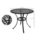 Outsunny Cast Aluminium Bistro Table with Umbrella Hole for Balcony, Black