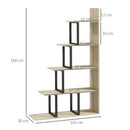HOMCOM 5-Tier Ladder Shelf Display Plant Stand Home Office Ladder Oak