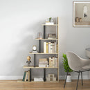 HOMCOM 5-Tier Ladder Shelf Display Plant Stand Home Office Ladder Oak