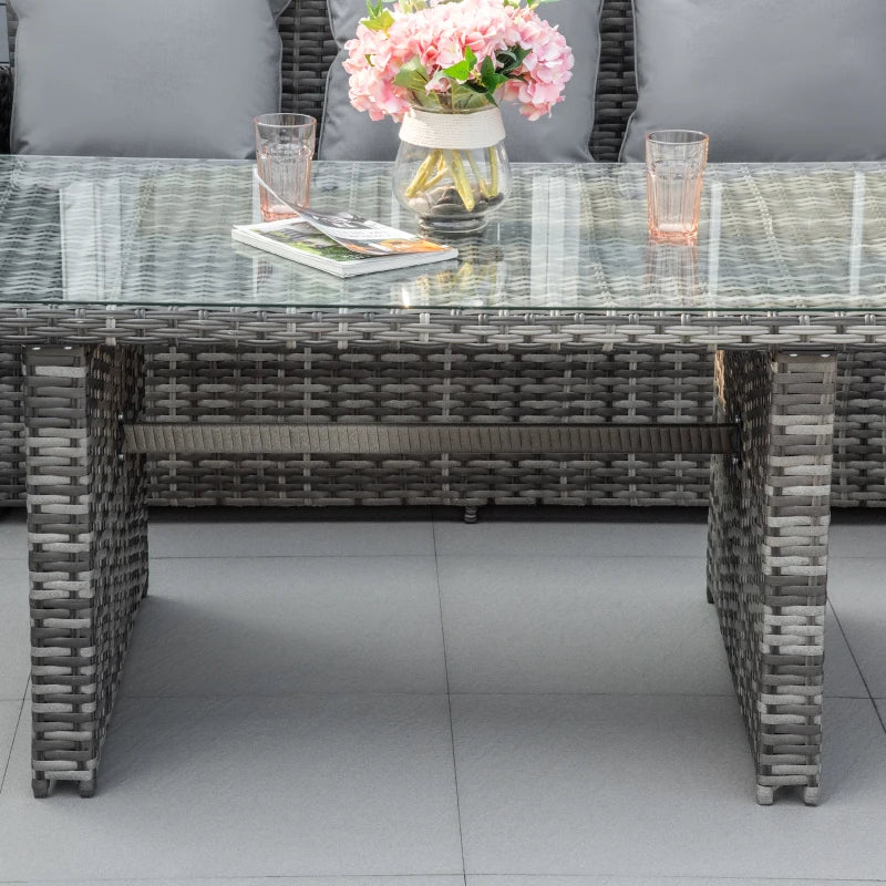 Outsunny Rattan Sofa Set with Table 3 Piece 1.8m- Grey