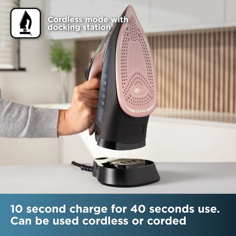 Black And Decker Cordless Steam Iron 2600w - Rose Gold