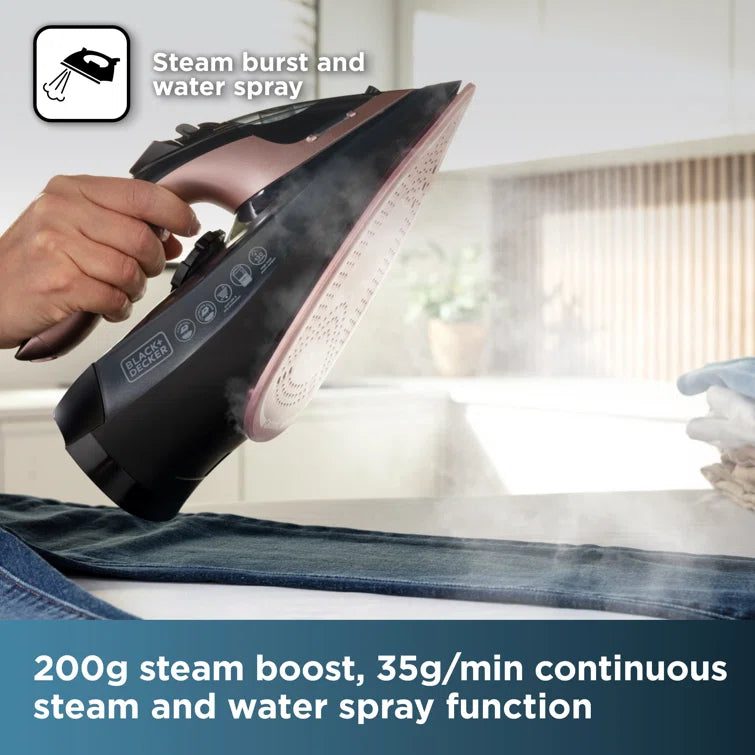 Black And Decker Cordless Steam Iron 2600w - Rose Gold