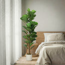 HOMCOM Artificial Fiddle Leaf Fig Tree With Solid Wood Trunks