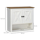 kleankin Farmhouse Bathroom Wall Cabinet with Shelves, Ash Wood-Effect